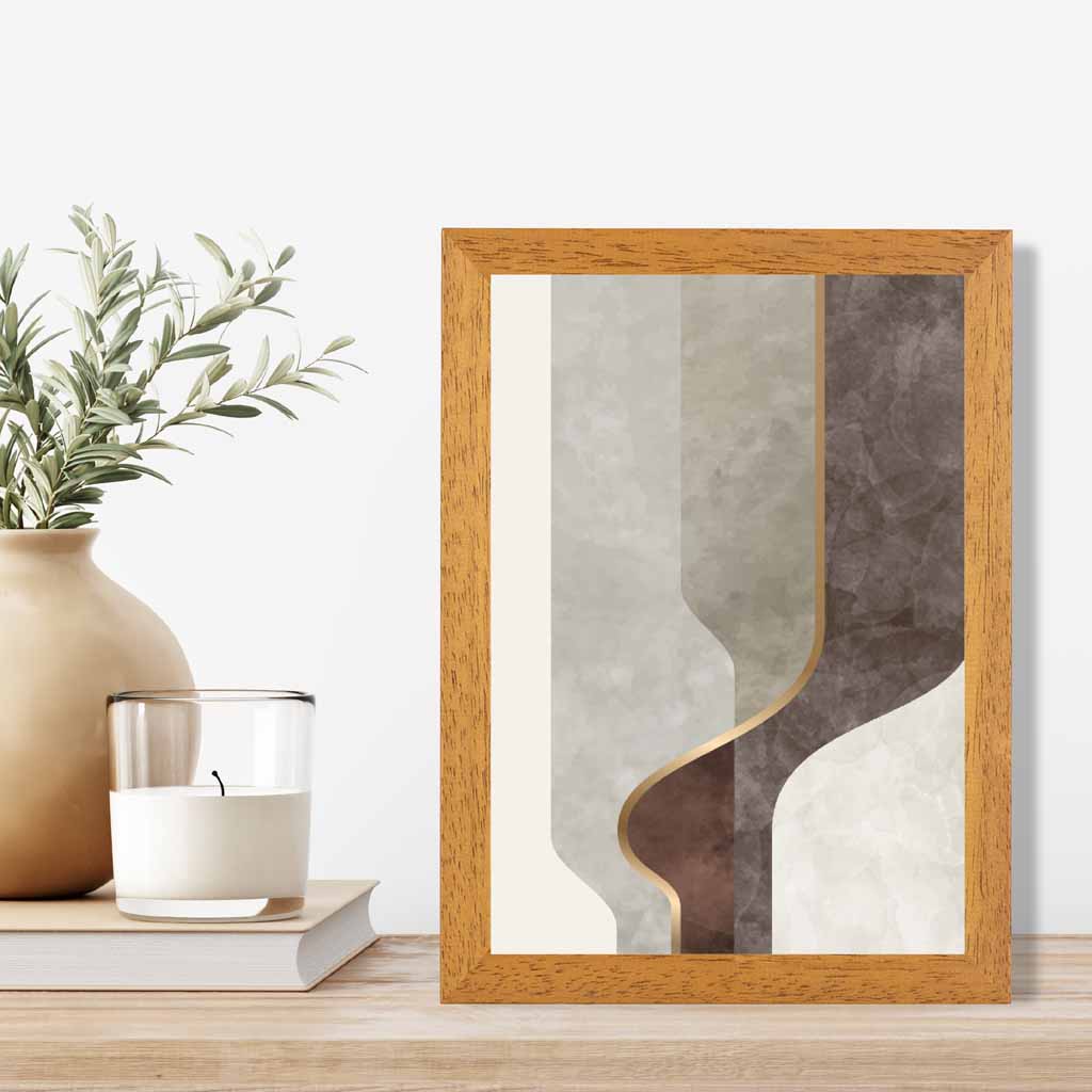 Abstract Painted Beige, Brown Shapes No 3 Art Print | Wall Art Plaza