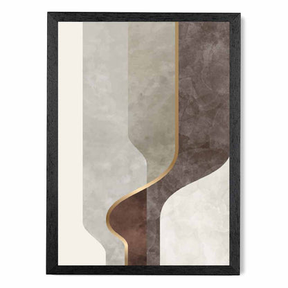 Abstract Painted Beige, Brown Shapes No 3 Art Print | Wall Art Plaza