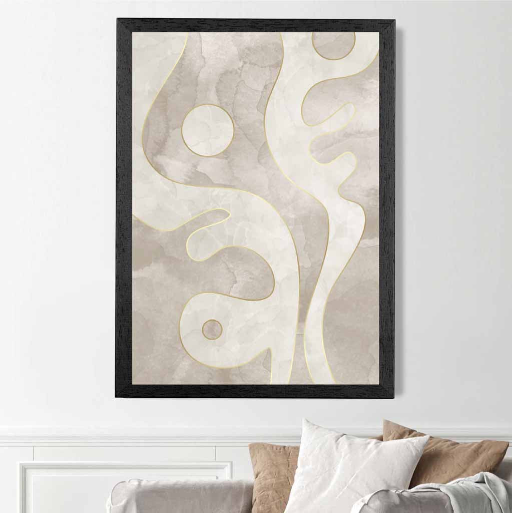 Abstract Painted Cream, Beige Shapes No 1 Art Print | Wall Art Plaza