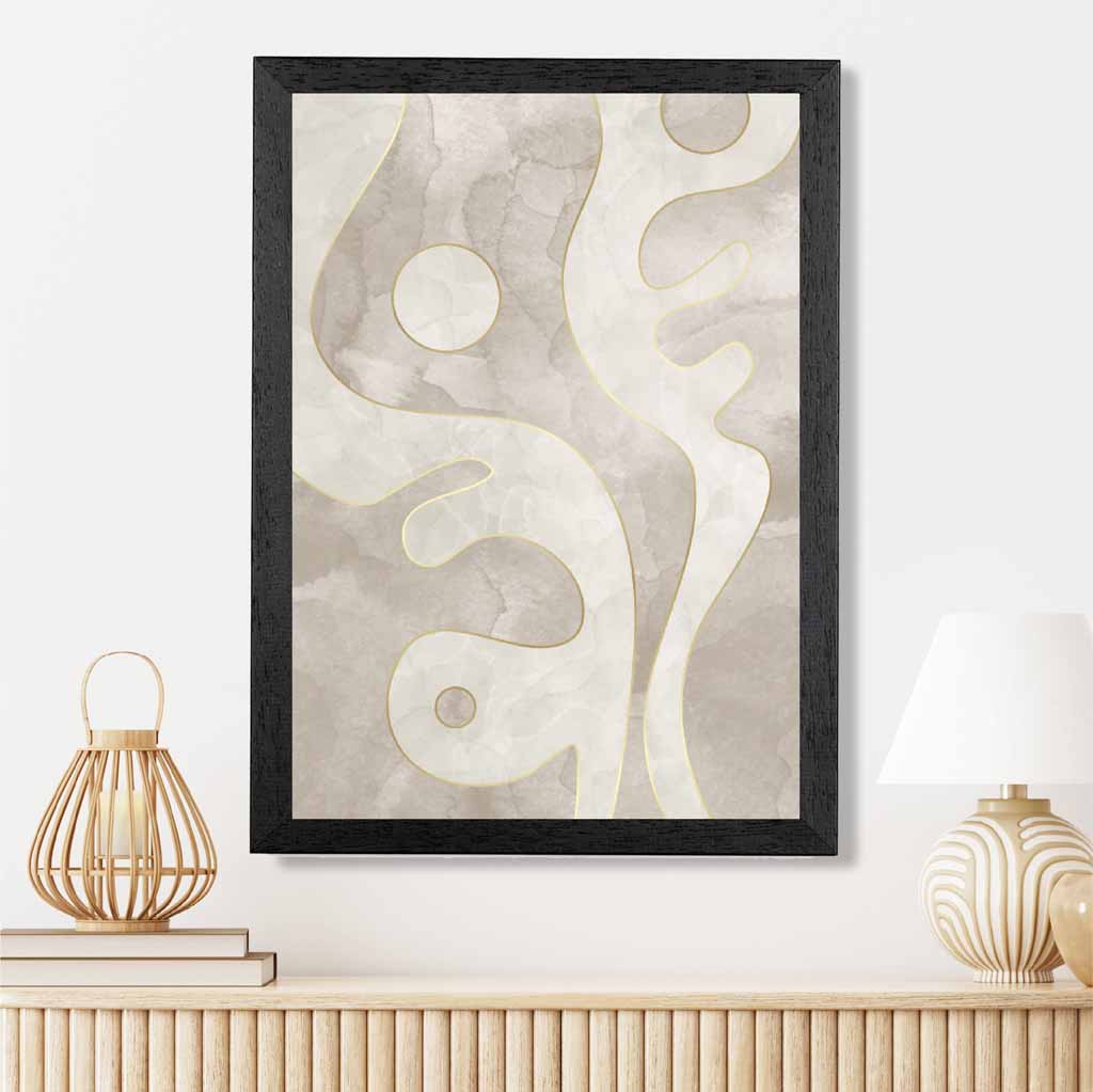 Abstract Painted Cream, Beige Shapes No 1 Art Print | Wall Art Plaza