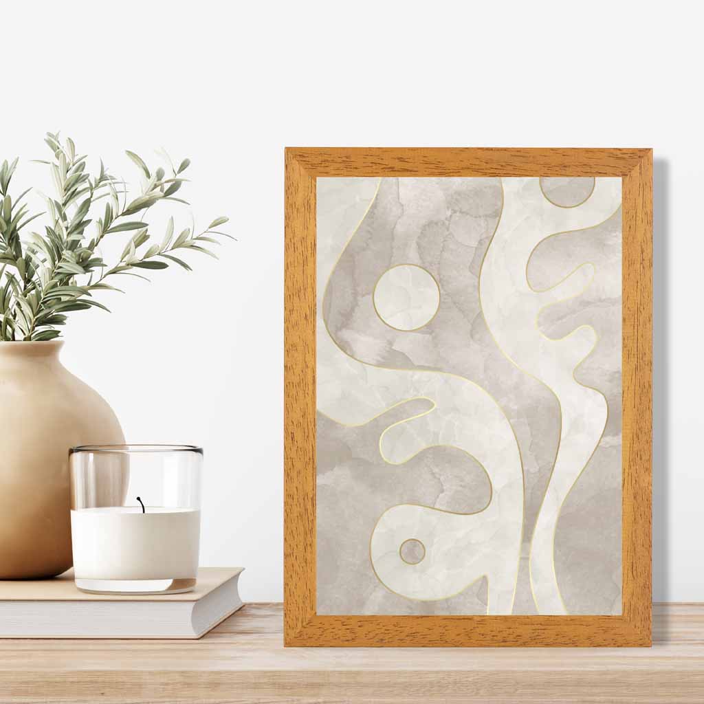 Abstract Painted Cream, Beige Shapes No 1 Art Print | Wall Art Plaza