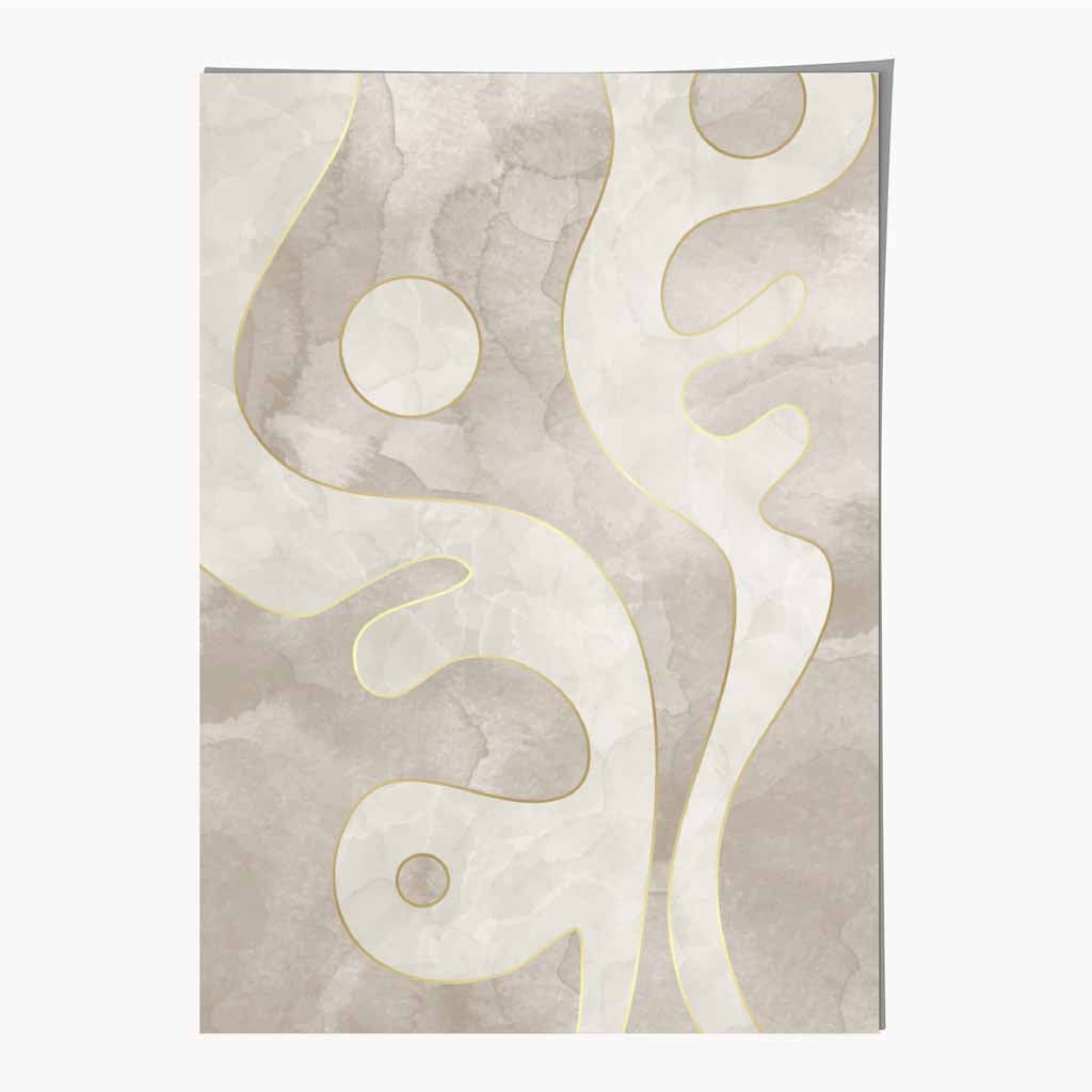 Abstract Painted Cream, Beige Shapes No 1 Art Print | Wall Art Plaza