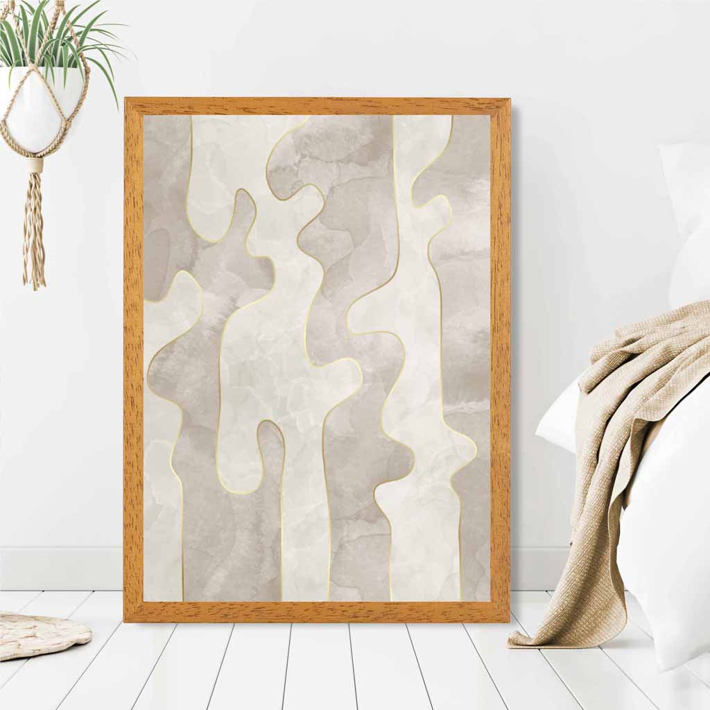 Abstract Painted Cream, Beige Shapes No 3 Art Print | Wall Art Plaza