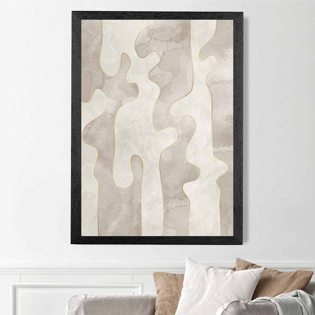 Abstract Painted Cream, Beige Shapes No 3 Art Print | Wall Art Plaza