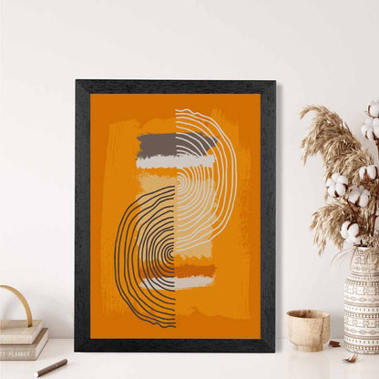 Modern Abstract Orange, Grey Line Art Art Print | Wall Art Plaza