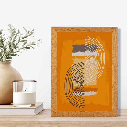 Modern Abstract Orange, Grey Line Art Art Print | Wall Art Plaza