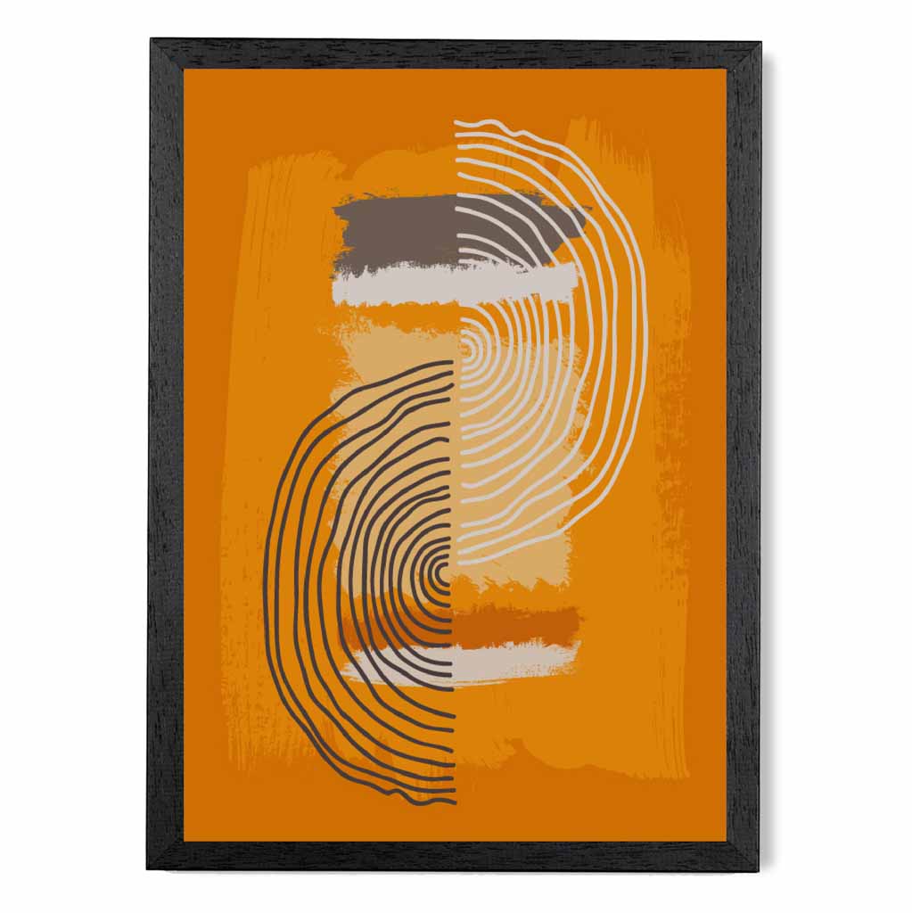 Modern Abstract Orange, Grey Line Art Art Print | Wall Art Plaza