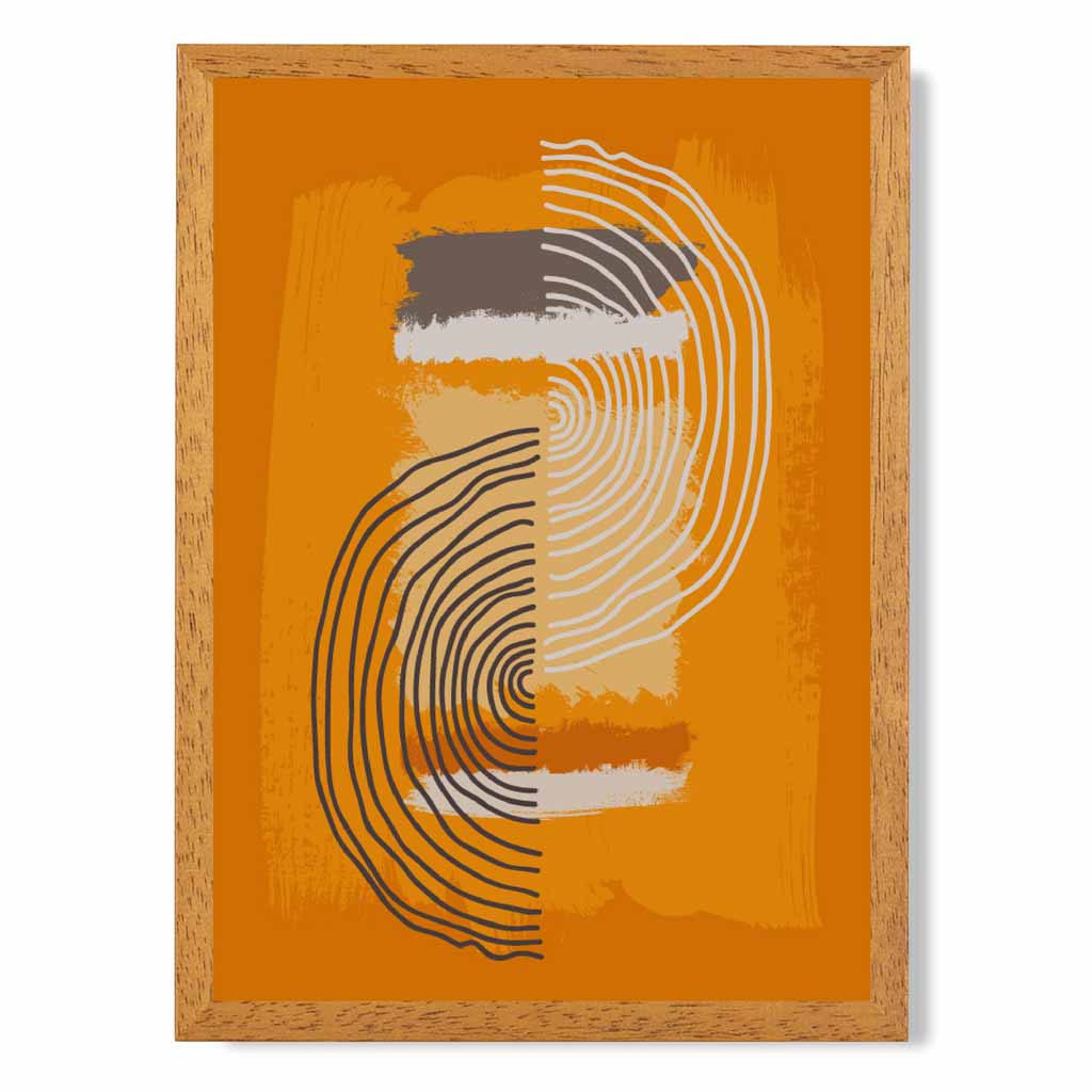 Modern Abstract Orange, Grey Line Art Art Print | Wall Art Plaza