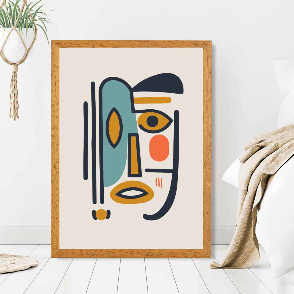 Quirky Abstract Colourful Face No 3 Art Print | Wall Art Plaza