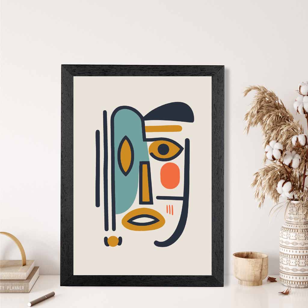 Quirky Abstract Colourful Face No 3 Art Print | Wall Art Plaza