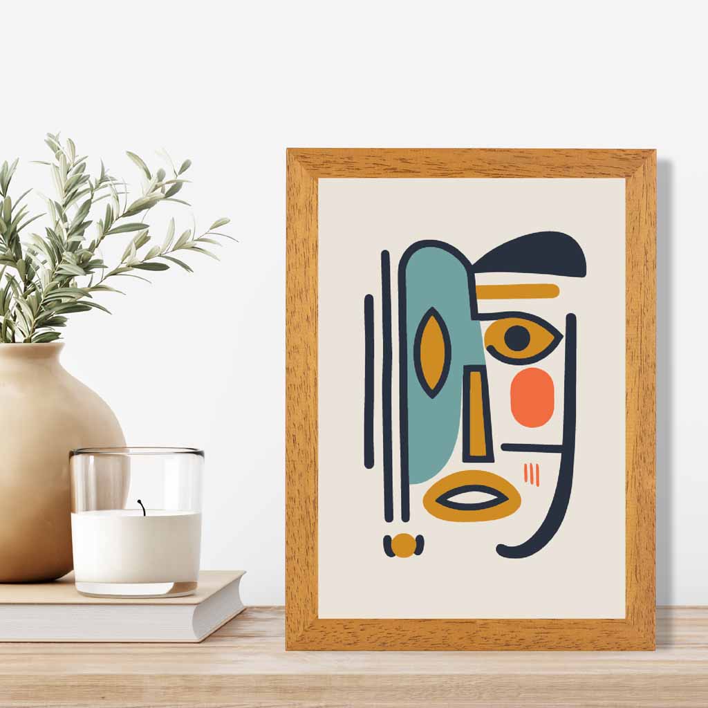 Quirky Abstract Colourful Face No 3 Art Print | Wall Art Plaza