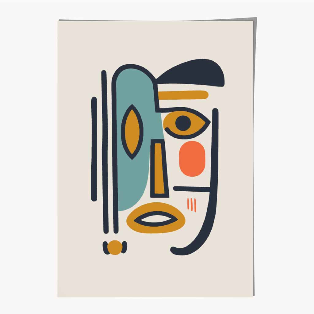 Quirky Abstract Colourful Face No 3 Art Print | Wall Art Plaza