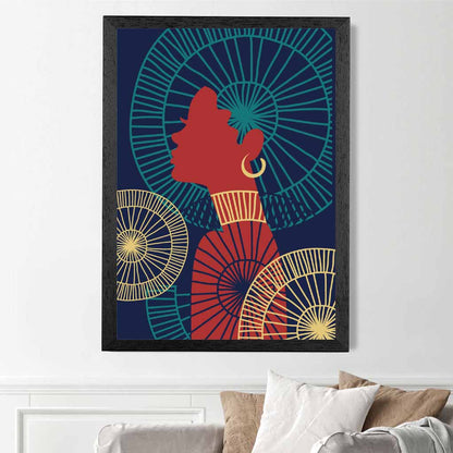 Quirky Fashion Blue, Red Fashion Face No 2 Art Print | Wall Art Plaza