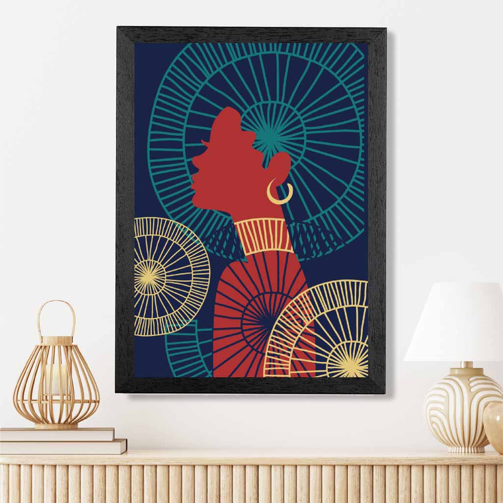 Quirky Fashion Blue, Red Fashion Face No 2 Art Print | Wall Art Plaza