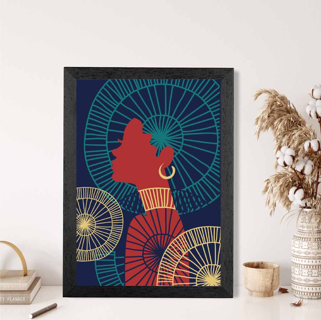 Quirky Fashion Blue, Red Fashion Face No 2 Art Print | Wall Art Plaza