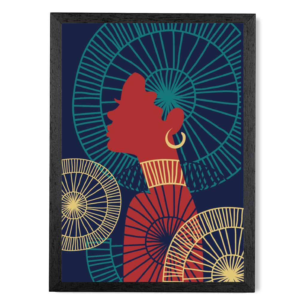 Quirky Fashion Blue, Red Fashion Face No 2 Art Print | Wall Art Plaza