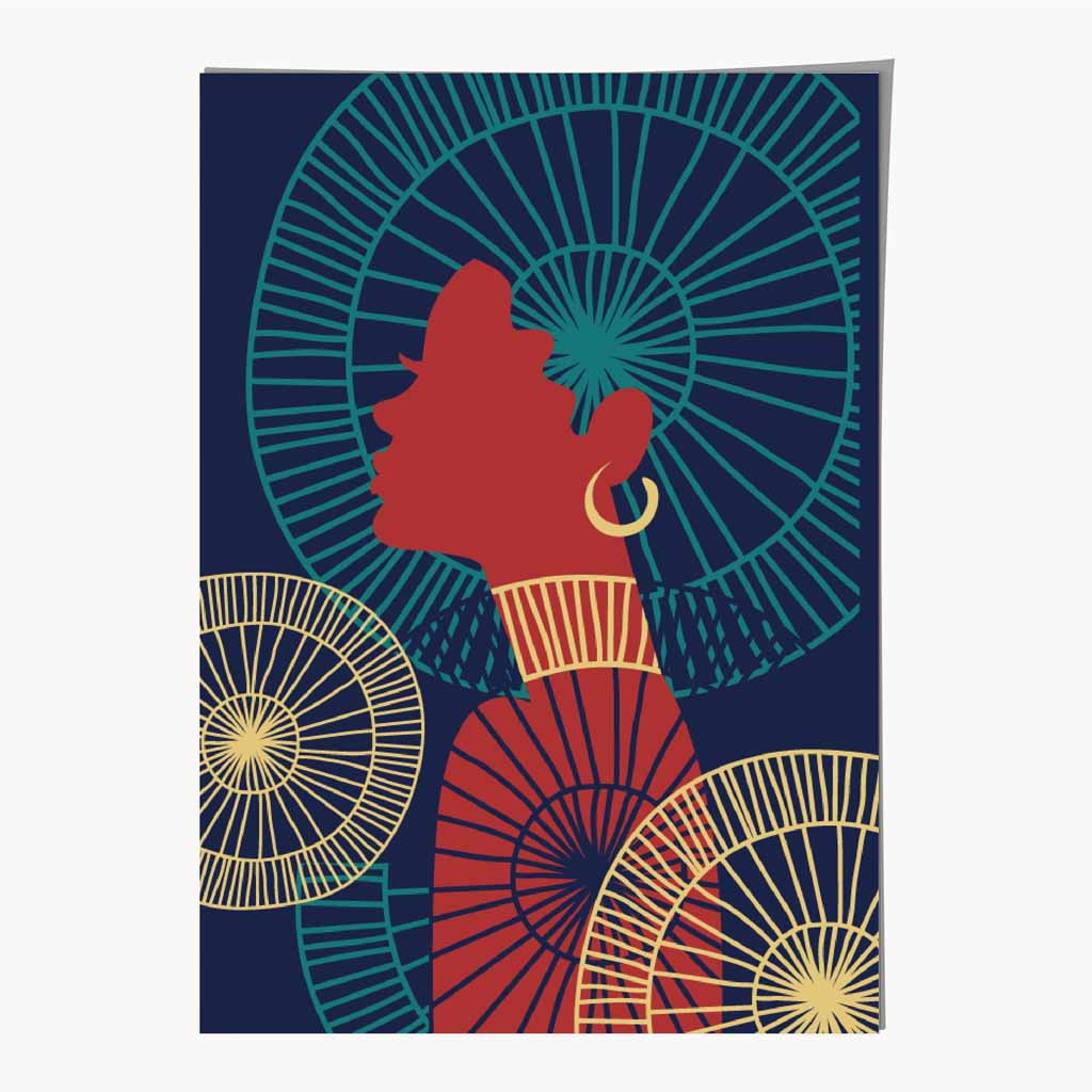 Quirky Fashion Blue, Red Fashion Face No 2 Art Print | Wall Art Plaza