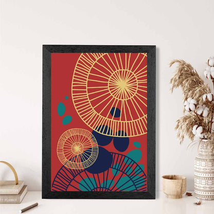 Quirky Fashion Red, Teal Fashion Shapes No 3 Art Print | Wall Art Plaza