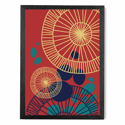 Quirky Fashion Red, Teal Fashion Shapes No 3 Art Print | Wall Art Plaza