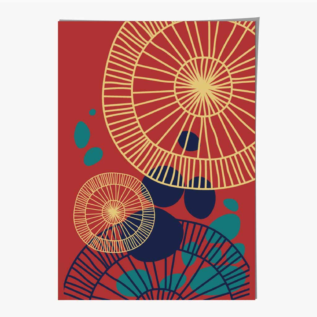 Quirky Fashion Red, Teal Fashion Shapes No 3 Art Print | Wall Art Plaza