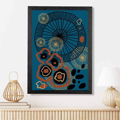 Quirky Fashion Blue, Terracotta Fashion Shapes No 1 Art Print | Wall Art Plaza