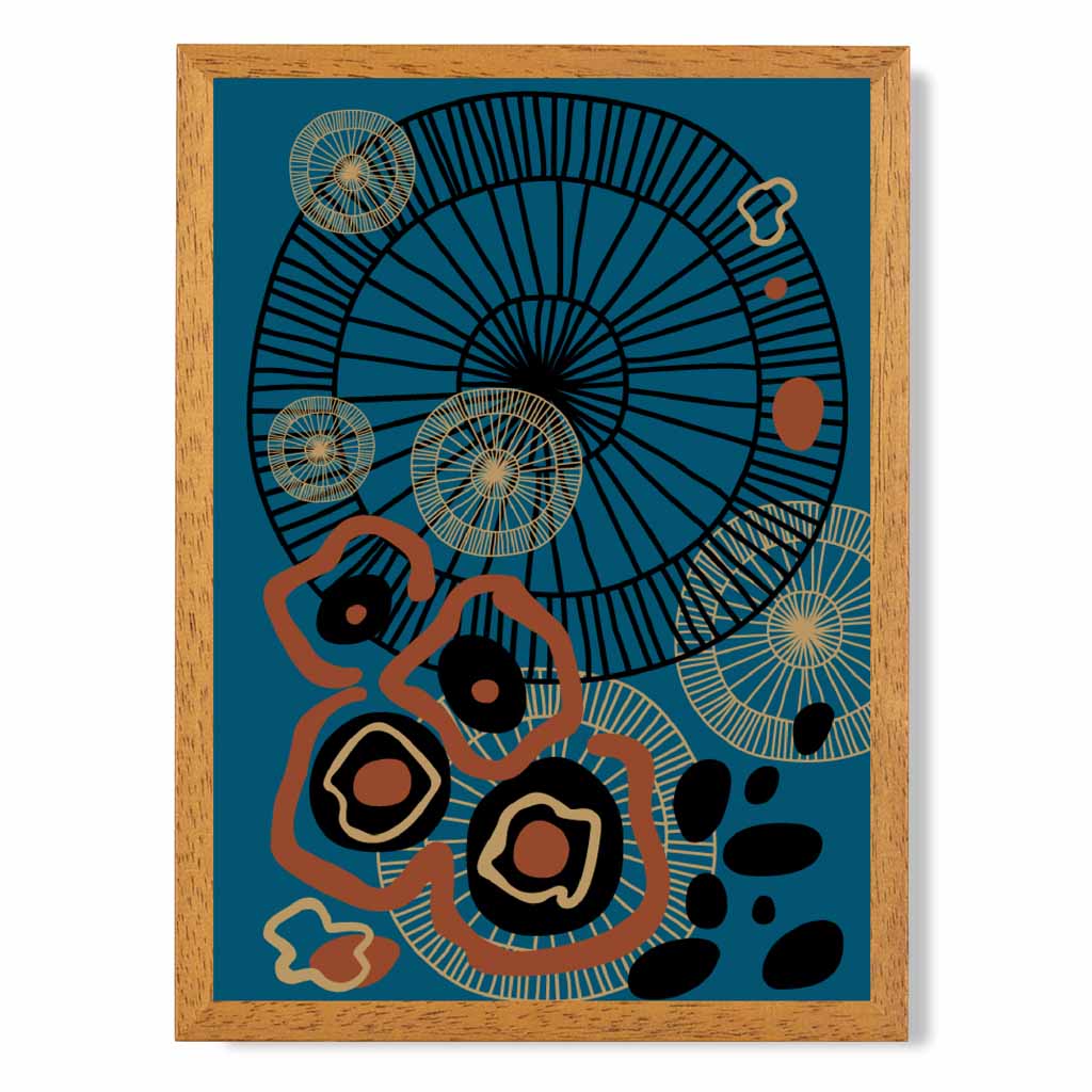 Quirky Fashion Blue, Terracotta Fashion Shapes No 1 Art Print | Wall Art Plaza