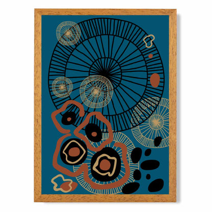 Quirky Fashion Blue, Terracotta Fashion Shapes No 1 Art Print | Wall Art Plaza