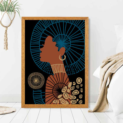 Quirky Fashion Terracotta, Blue Fashion Face No 2 Art Print | Wall Art Plaza