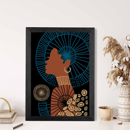 Quirky Fashion Terracotta, Blue Fashion Face No 2 Art Print | Wall Art Plaza