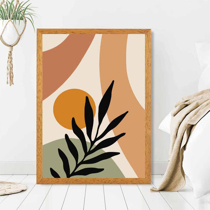 Modern Green, Terracotta Botanical Shapes No 1 Art Print | Wall Art Plaza