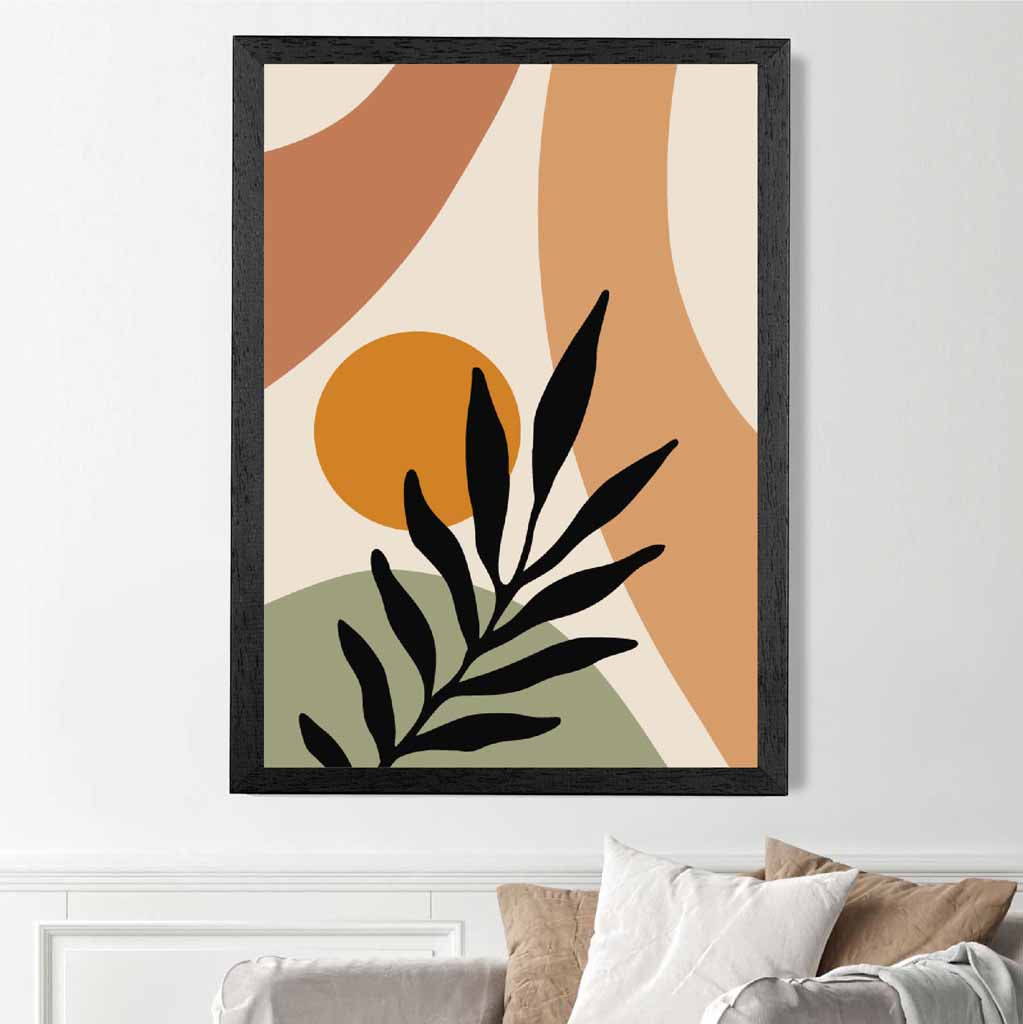 Modern Green, Terracotta Botanical Shapes No 1 Art Print | Wall Art Plaza