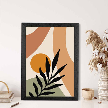 Modern Green, Terracotta Botanical Shapes No 1 Art Print | Wall Art Plaza