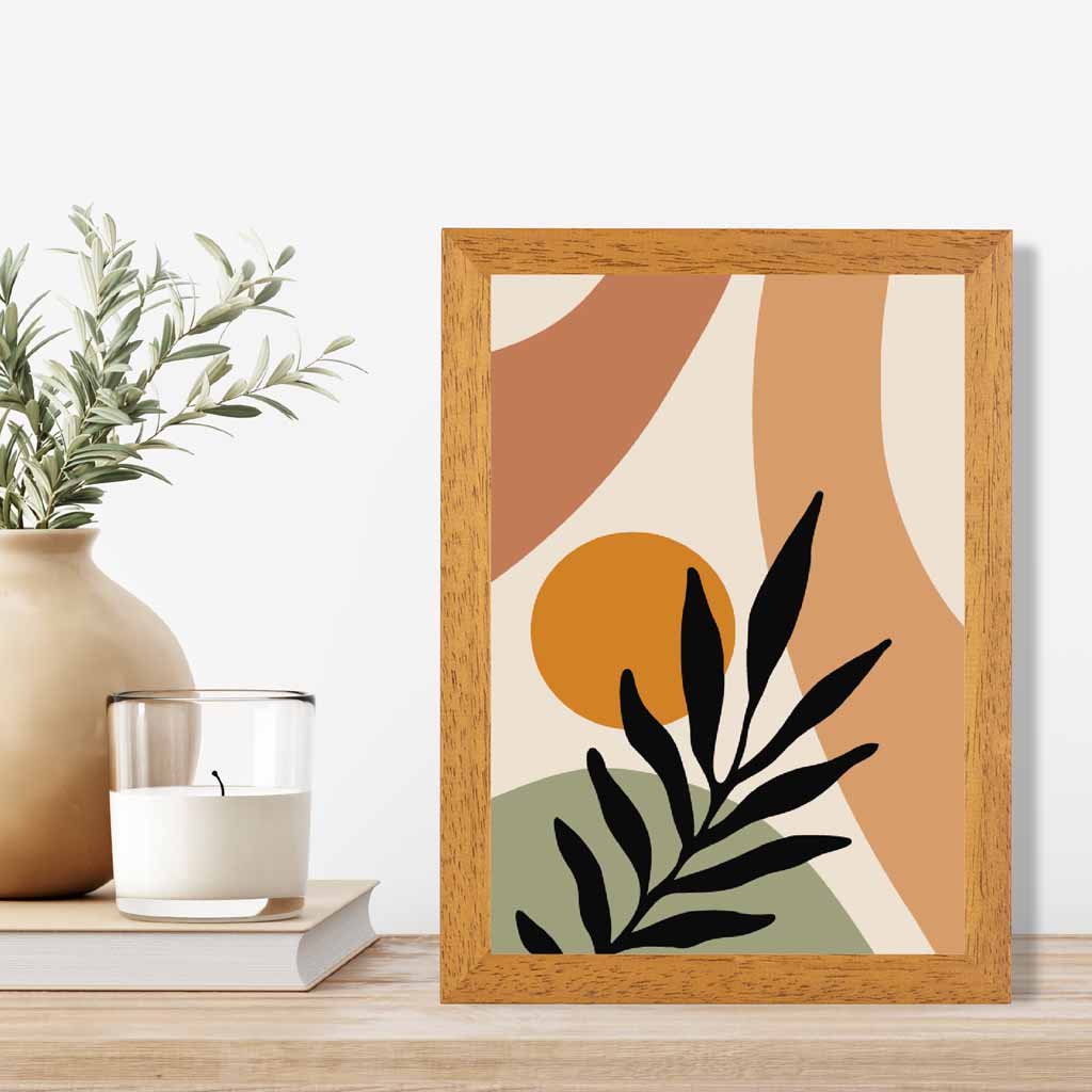 Modern Green, Terracotta Botanical Shapes No 1 Art Print | Wall Art Plaza