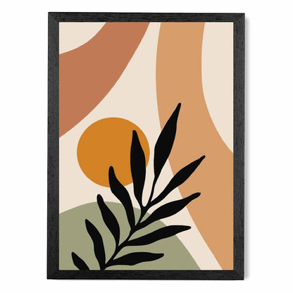 Modern Green, Terracotta Botanical Shapes No 1 Art Print | Wall Art Plaza