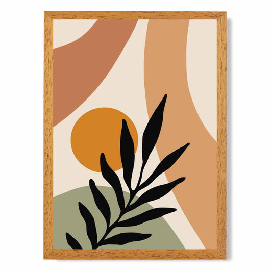 Modern Green, Terracotta Botanical Shapes No 1 Art Print | Wall Art Plaza