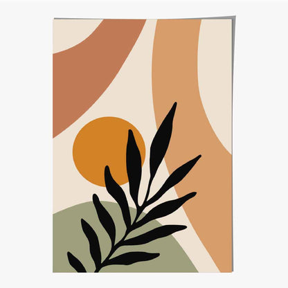 Modern Green, Terracotta Botanical Shapes No 1 Art Print | Wall Art Plaza