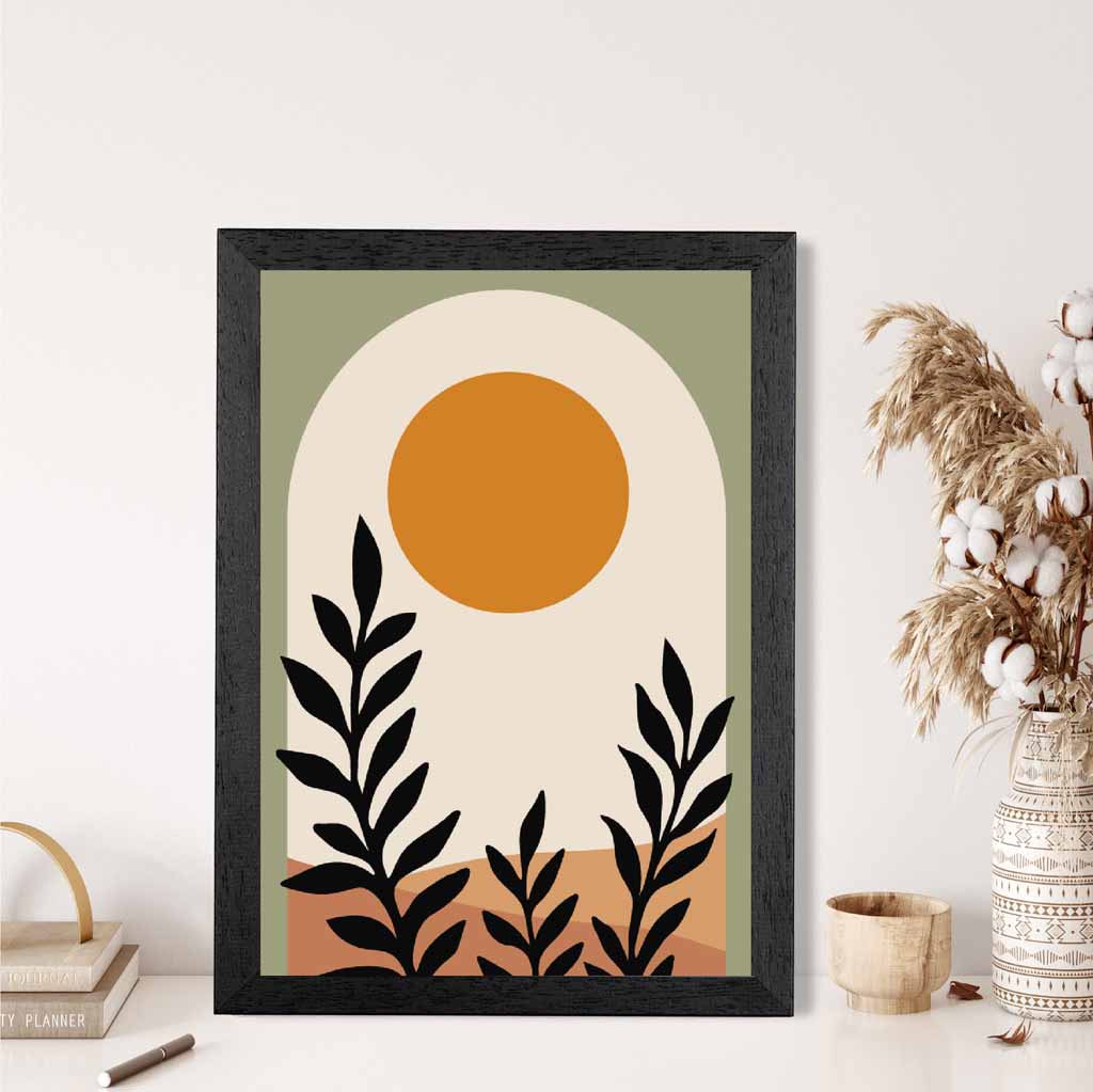 Modern Green, Yellow Botanical Shapes No 2 Art Print | Wall Art Plaza