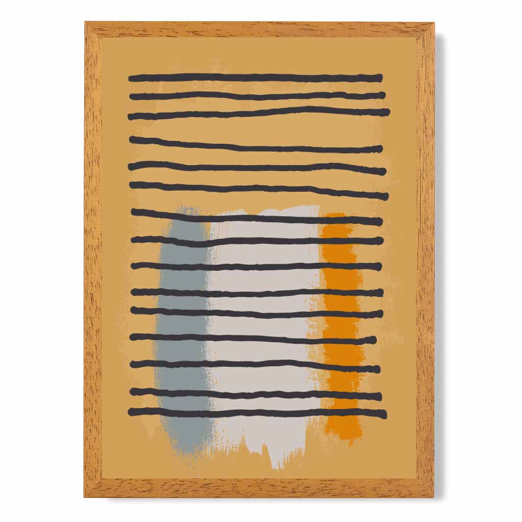 Modern Abstract Yellow, Blue Line Art Art Print | Wall Art Plaza