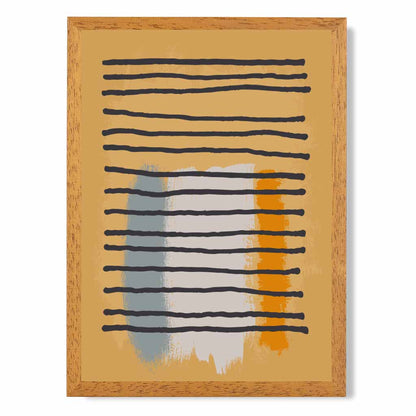 Modern Abstract Yellow, Blue Line Art Art Print | Wall Art Plaza