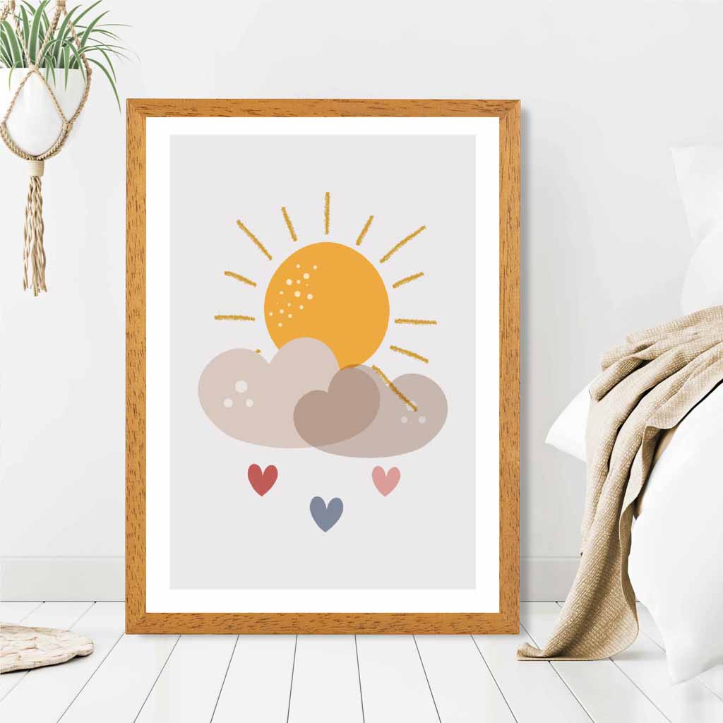 Boho Kids Yellow, Beige Happy Sunshine Art Print | Wall Art Plaza