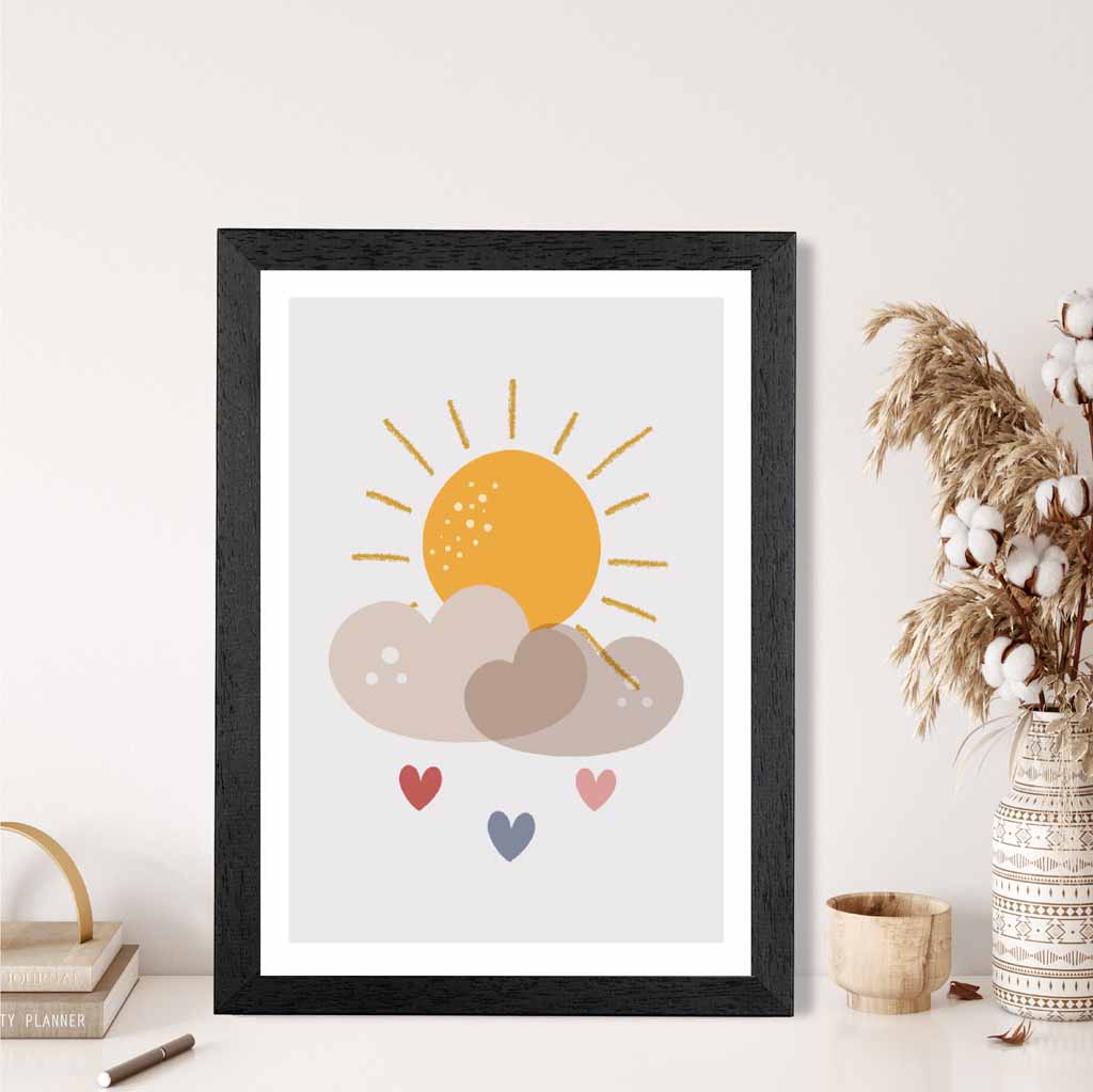 Boho Kids Yellow, Beige Happy Sunshine Art Print | Wall Art Plaza