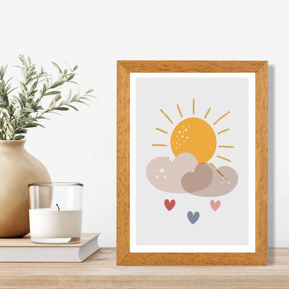 Boho Kids Yellow, Beige Happy Sunshine Art Print | Wall Art Plaza