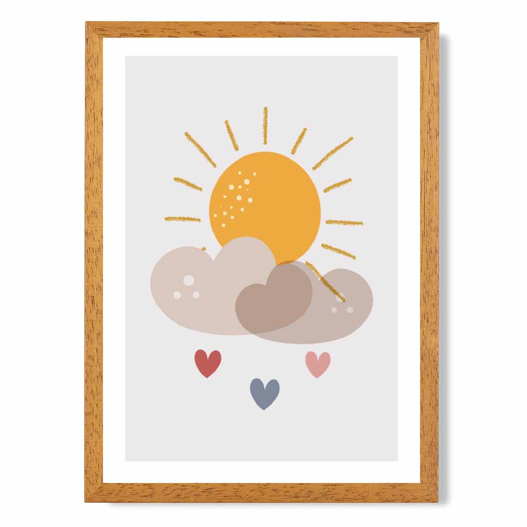 Boho Kids Yellow, Beige Happy Sunshine Art Print | Wall Art Plaza