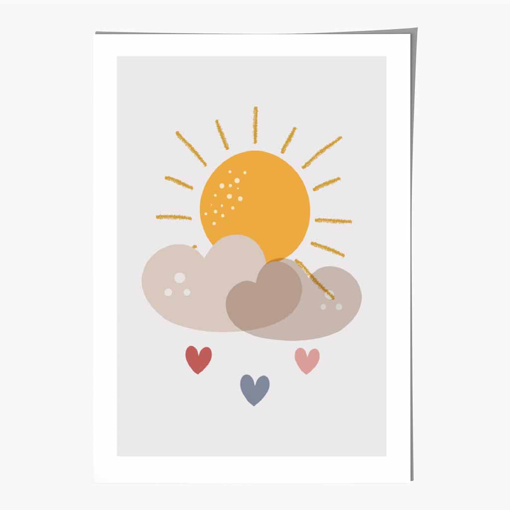 Boho Kids Yellow, Beige Happy Sunshine Art Print | Wall Art Plaza