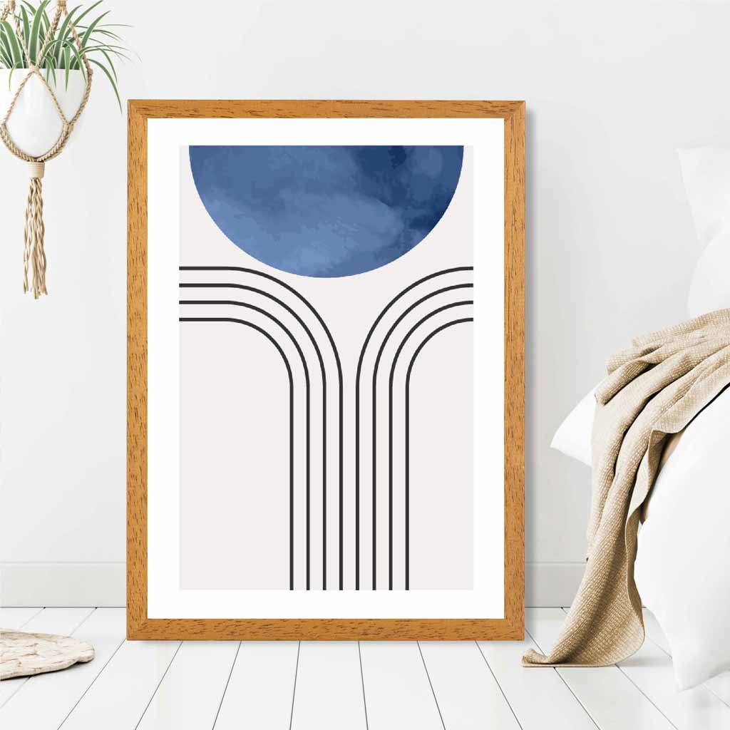 Modern Painted Blue Circle No 2 Art Print | Wall Art Plaza