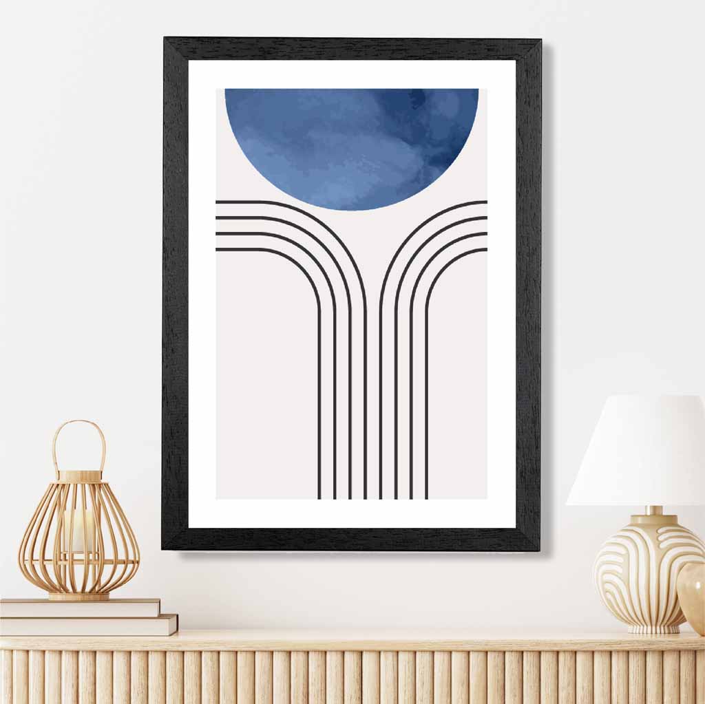 Modern Painted Blue Circle No 2 Art Print | Wall Art Plaza