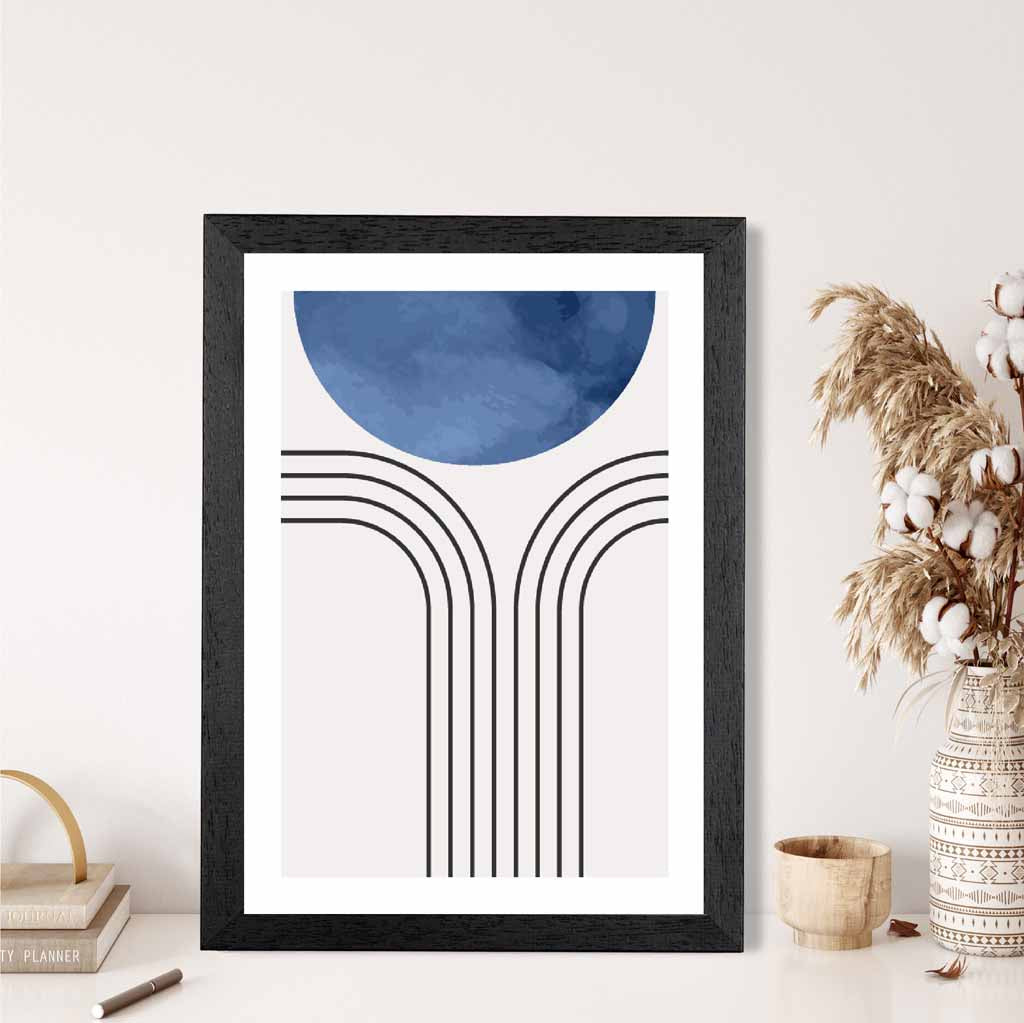 Modern Painted Blue Circle No 2 Art Print | Wall Art Plaza