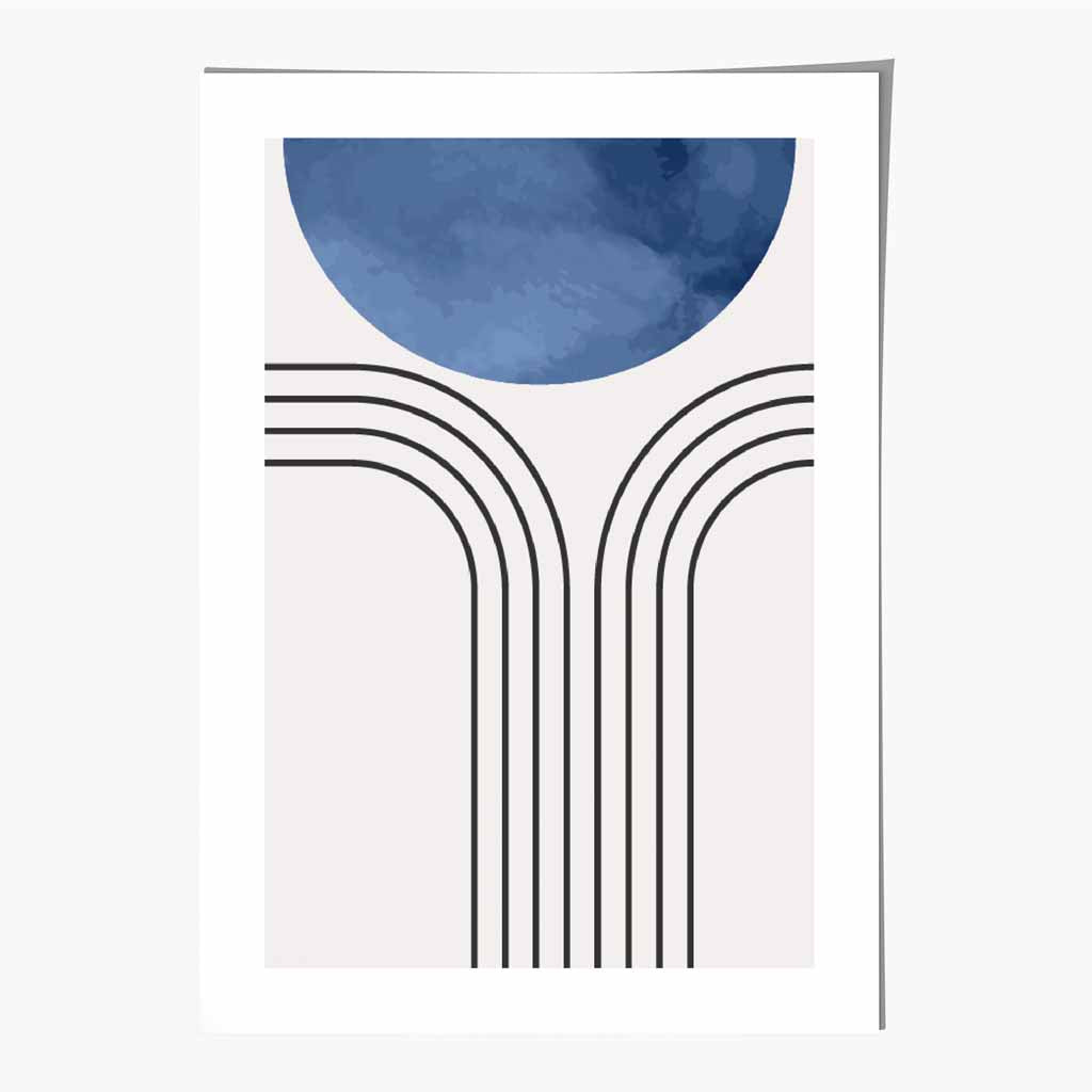 Modern Painted Blue Circle No 2 Art Print | Wall Art Plaza