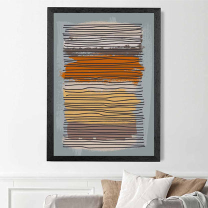 Modern Abstract Orange, Grey Stripes Art Print | Wall Art Plaza