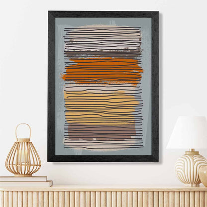 Modern Abstract Orange, Grey Stripes Art Print | Wall Art Plaza